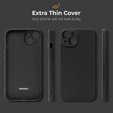 Afbeelding in Gallery-weergave laden, Moozy Minimalist Series Silicone Case for iPhone 14, Black - Matte Finish Lightweight Mobile Phone Case Slim Soft Protective TPU Cover with Matte Surface