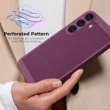 Ladda upp bild till gallerivisning, Moozy VentiGuard Phone Case for Samsung S24, Purple - Breathable Cover with Perforated Pattern for Air Circulation, Ventilation, Anti-Overheating Phone Case