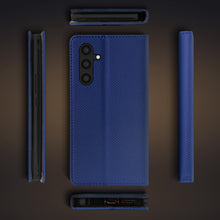 Charger l'image dans la galerie, Moozy Flip Case for Samsung A54 5G, Dark Blue - Flip Phone Case with Card Holder and Stand, Flip Cover with Pattern, Credit Card Slots, Magnetic Wallet Case