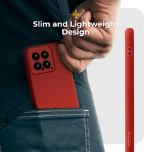 Carica l'immagine nel visualizzatore di Gallery, Moozy Minimalist Series Silicone Phone Case for Xiaomi 14 5G, Matte Finish Bumper Mobile Phone Case Slim Thin Soft Protective TPU Back Cover with Matte Surface, Red