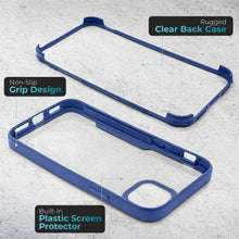 Ladda upp bild till gallerivisning, Moozy 360 Case for iPhone 12 / 12 Pro - Blue Rim Transparent Case, Full Body Double-sided Protection, Cover with Built-in Screen Protector