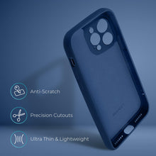 Lade das Bild in den Galerie-Viewer, Moozy Lifestyle. Silicone Phone Case for iPhone 15 Pro Max, 6.7-inch, Liquid Silicone Shockproof Bumper Cover with Matte Finish and Soft Microfiber Lining, Premium Silicone Case, Dark blue