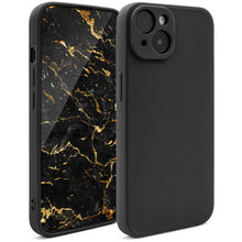 Afbeelding in Gallery-weergave laden, Moozy Minimalist Series Silicone Case for iPhone 14, Black - Matte Finish Lightweight Mobile Phone Case Slim Soft Protective TPU Cover with Matte Surface