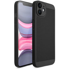 Załaduj obraz do przeglądarki galerii, Moozy VentiGuard Phone Case for iPhone 11, Black, 6.1-inch - Breathable Cover with Perforated Pattern for Air Circulation, Ventilation, Anti-Overheating Phone Case