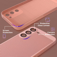 Ladda upp bild till gallerivisning, Moozy VentiGuard Phone Case for Samsung galaxy S23, Breathable Cover for samsung galaxy s23 with Perforated Pattern for Air Circulation, Case for samsung 23, Pastel Pink