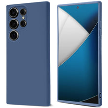 Lade das Bild in den Galerie-Viewer, Moozy Lifestyle. Silicone Case for Samsung S24 Ultra, Midnight Blue - Liquid Silicone Lightweight Cover with Matte Finish and Soft Microfiber Lining, Premium Silicone Case