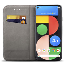 Load image into Gallery viewer, Moozy Case Flip Cover for Google Pixel 4a 5G, Black - Smart Magnetic Flip Case with Card Holder and Stand