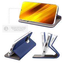 Cargar imagen en el visor de la galería, Moozy Case Flip Cover for Xiaomi Poco X3 NFC, Dark Blue - Smart Magnetic Flip Case with Card Holder and Stand