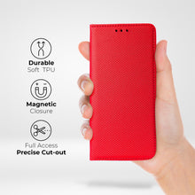 Cargar imagen en el visor de la galería, Moozy Case Flip Cover for Samsung A13 4G, Red - Smart Magnetic Flip Case Flip Folio Wallet Case with Card Holder and Stand, Credit Card Slots, Kickstand Function