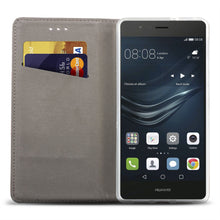 Afbeelding in Gallery-weergave laden, Moozy Case Flip Cover for Huawei P9 Lite, Gold - Smart Magnetic Flip Case with Card Holder and Stand