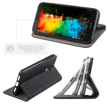 Ladda upp bild till gallerivisning, Moozy Case Flip Cover for Huawei P9 Lite, Black - Smart Magnetic Flip Case with Card Holder and Stand