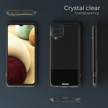 Charger l'image dans la galerie, Moozy Xframe Shockproof Case for Samsung A12 - Transparent Rim Case, Double Colour Clear Hybrid Cover with Shock Absorbing TPU Rim