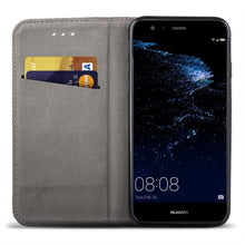 Ladda upp bild till gallerivisning, Moozy Case Flip Cover for Huawei P10 Lite, Black - Smart Magnetic Flip Case with Card Holder and Stand