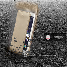 Ladda upp bild till gallerivisning, Moozy Case Flip Cover for Huawei P8 Lite 2017, Gold - Smart Magnetic Flip Case with Card Holder and Stand