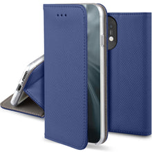 Load image into Gallery viewer, Moozy Case Flip Cover for Xiaomi Mi 11, Dark Blue - Smart Magnetic Flip Case Flip Folio Wallet Case with Card Holder and Stand, Credit Card Slots