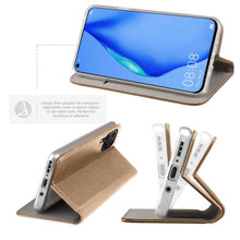 Ladda upp bild till gallerivisning, Moozy Case Flip Cover for Huawei P40 Lite, Gold - Smart Magnetic Flip Case with Card Holder and Stand