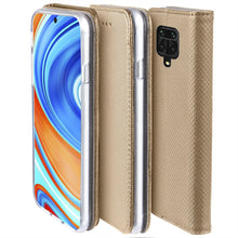 Lade das Bild in den Galerie-Viewer, Moozy Case Flip Cover for Xiaomi Redmi Note 9S and Xiaomi Redmi Note 9 Pro, Gold - Smart Magnetic Flip Case with Card Holder and Stand