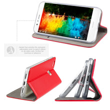 Load image into Gallery viewer, Moozy Case Flip Cover for Huawei P9 Lite, Red - Smart Magnetic Flip Case with Card Holder and Stand