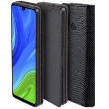 Afbeelding in Gallery-weergave laden, Moozy Case Flip Cover for Huawei P Smart 2020, Black - Smart Magnetic Flip Case with Card Holder and Stand