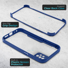 Carica l'immagine nel visualizzatore di Gallery, Moozy 360 Case for Samsung A32 5G - Blue Rim Transparent Case, Full Body Double-sided Protection, Cover with Built-in Screen Protector