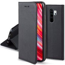Carica l'immagine nel visualizzatore di Gallery, Moozy Case Flip Cover for Xiaomi Redmi Note 8 Pro, Black - Smart Magnetic Flip Case with Card Holder and Stand