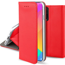 Load image into Gallery viewer, Moozy Case Flip Cover for Xiaomi Mi 9 Lite, Mi A3 Lite, Red - Smart Magnetic Flip Case with Card Holder and Stand