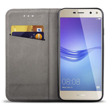 Afbeelding in Gallery-weergave laden, Moozy Case Flip Cover for Huawei Y6 2017, Black - Smart Magnetic Flip Case with Card Holder and Stand
