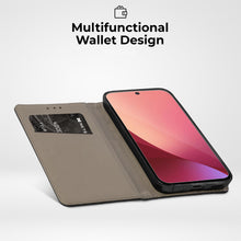 Load image into Gallery viewer, Moozy Case Flip Cover for Xiaomi 12 Pro, Black - Smart Magnetic Flip Case Flip Folio Wallet Case with Card Holder and Stand, Credit Card Slots, Kickstand Function