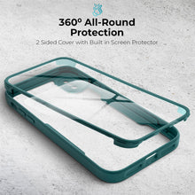 Afbeelding in Gallery-weergave laden, Moozy 360 Case for iPhone X / iPhone XS - Green Rim Transparent Case, Full Body Double-sided Protection, Cover with Built-in Screen Protector