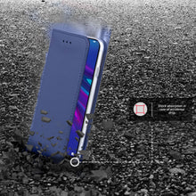 Ladda upp bild till gallerivisning, Moozy Case Flip Cover for Huawei Y6 2019, Dark Blue - Smart Magnetic Flip Case with Card Holder and Stand