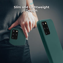 Cargar imagen en el visor de la galería, Moozy Lifestyle. Silicone Case for Samsung S20 Plus, Dark Green - Liquid Silicone Lightweight Cover with Matte Finish and Soft Microfiber Lining, Premium Silicone Case