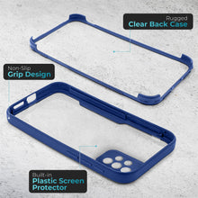 Cargar imagen en el visor de la galería, Moozy 360 Case for Samsung A53 5G - Blue Rim Transparent Case, Full Body Double-sided Protection, Cover with Built-in Screen Protector