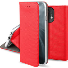 Load image into Gallery viewer, Moozy Case Flip Cover for Xiaomi Mi 11, Red - Smart Magnetic Flip Case Flip Folio Wallet Case with Card Holder and Stand, Credit Card Slots10,99