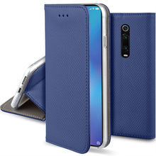 Load image into Gallery viewer, Moozy Case Flip Cover for Xiaomi Mi 9T, Xiaomi Mi 9T Pro, Redmi K20, Dark Blue - Smart Magnetic Flip Case with Card Holder and Stand