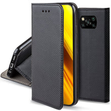 Charger l'image dans la galerie, Moozy Case Flip Cover for Xiaomi Poco X3 NFC, Black - Smart Magnetic Flip Case with Card Holder and Stand