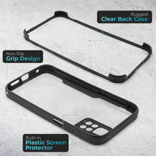 Load image into Gallery viewer, Moozy 360 Case for Xiaomi Redmi Note 11 and 11S - Black Rim Transparent Case, Full Body Double-sided Protection, Cover with Built-in Screen Protector