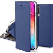 Lade das Bild in den Galerie-Viewer, Moozy Case Flip Cover for Samsung A50, Dark Blue - Smart Magnetic Flip Case with Card Holder and Stand