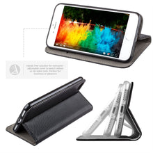 Afbeelding in Gallery-weergave laden, Moozy Case Flip Cover for iPhone 8 Plus, iPhone 7 Plus, Black - Smart Magnetic Flip Case with Card Holder and Stand