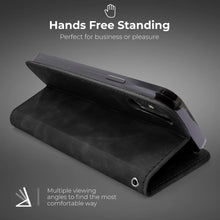 Ladda upp bild till gallerivisning, Moozy Marble Black Flip Case for iPhone X, iPhone XS - Flip Cover Magnetic Flip Folio Retro Wallet Case with Card Holder and Stand, Credit Card Slots, Kickstand Function