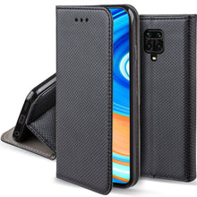 Cargar imagen en el visor de la galería, Moozy Case Flip Cover for Xiaomi Redmi Note 9S and Xiaomi Redmi Note 9 Pro, Black - Smart Magnetic Flip Case with Card Holder and Stand