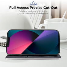 Load image into Gallery viewer, Moozy Wallet Case for iPhone 13 Mini, Black Carbon – Flip Case with Metallic Border Design Magnetic Closure Flip Cover with Card Holder