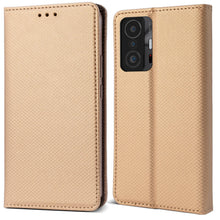 Charger l'image dans la galerie, Moozy Case Flip Cover for Xiaomi 11T and Xiaomi 11T Pro, Gold - Smart Magnetic Flip Case Flip Folio Wallet Case with Card Holder and Stand, Credit Card Slots, Kickstand Function
