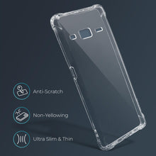 Load image into Gallery viewer, Moozy Shock Proof Silicone Case for Samsung J3 2016 - Transparent Crystal Clear Phone Case Soft TPU Cover