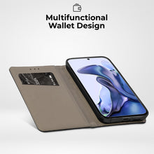 Load image into Gallery viewer, Moozy Case Flip Cover for Xiaomi 11T and Xiaomi 11T Pro, Black - Smart Magnetic Flip Case Flip Folio Wallet Case with Card Holder and Stand, Credit Card Slots, Kickstand Function