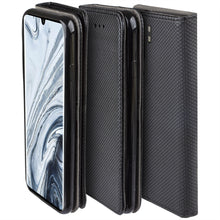 Carica l'immagine nel visualizzatore di Gallery, Moozy Case Flip Cover for Xiaomi Mi Note 10, Xiaomi Mi Note 10 Pro, Black - Smart Magnetic Flip Case with Card Holder and Stand