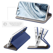 Carica l'immagine nel visualizzatore di Gallery, Moozy Case Flip Cover for Xiaomi Mi Note 10, Xiaomi Mi Note 10 Pro, Dark Blue - Smart Magnetic Flip Case with Card Holder and Stand