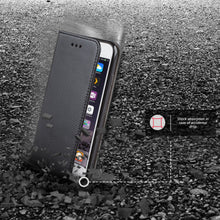 Load image into Gallery viewer, Moozy Case Flip Cover for iPhone 6s, iPhone 6, Black - Smart Magnetic Flip Case with Card Holder and Stand