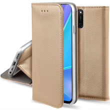 Ladda upp bild till gallerivisning, Moozy Case Flip Cover for Oppo A72, Oppo A52 and Oppo A92, Gold - Smart Magnetic Flip Case with Card Holder and Stand