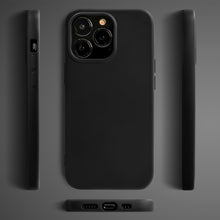 Cargar imagen en el visor de la galería, Moozy Lifestyle. Silicone Case for iPhone 14 Pro, Black - Liquid Silicone Lightweight Cover with Matte Finish and Soft Microfiber Lining, Premium Silicone Case