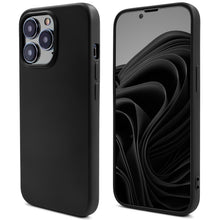 Cargar imagen en el visor de la galería, Moozy Lifestyle. Silicone Case for iPhone 14 Pro, Black - Liquid Silicone Lightweight Cover with Matte Finish and Soft Microfiber Lining, Premium Silicone Case